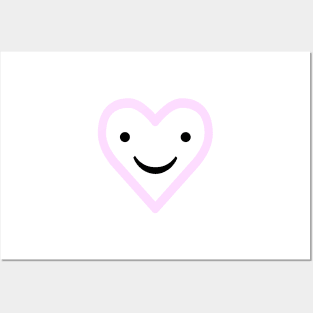 Pink Smiling Heart Simple Kawaii Design Posters and Art